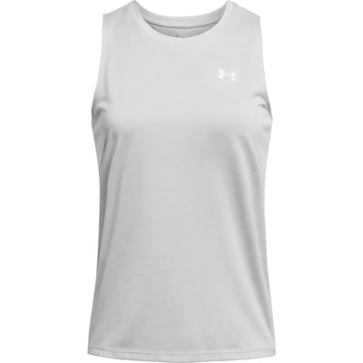 Under Armour Tech Tank Twist-GRY Dames Sportshirt - Halo Grijs / Wit