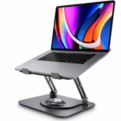 Sounix Laptop Standaard - Ergonomische Verstelbare Laptop Verhoger - 360° Draaibaar - Aluminium Laptophouder - Universeel voor 10 t/m 16 Inch - Donkergrijs