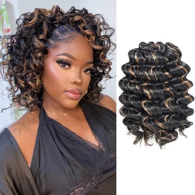 Korte Beach Curl Haarextensies Gehaakt Haar 8 Stuks Ombre Krul 30 cm