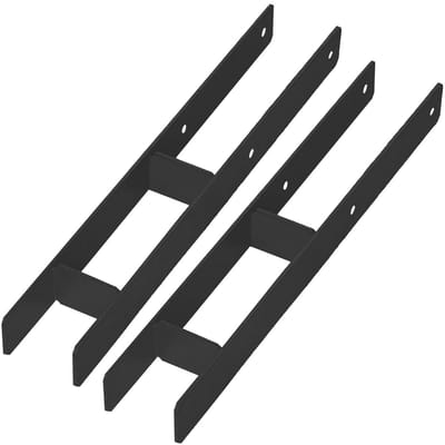 KOTARBAU® H Instortanker - Paalhouder in Beton Storten 80 x 600 mm 2 Stuks - Betonanker voor Houten Palen - Paaldrager Beton - Kolomvoet Beton - Gepoedercoat Staal
