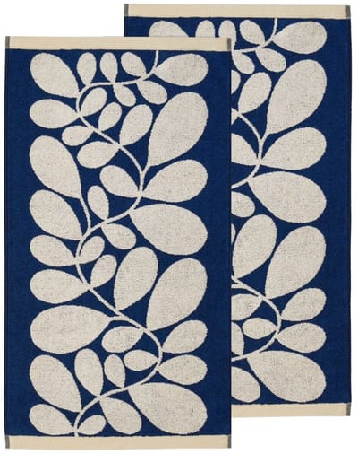 Orla Kiely Sycamore Stripe Dusk jacquard handdoeken - set 2 stuks - donkerblauw - 50x90 cm