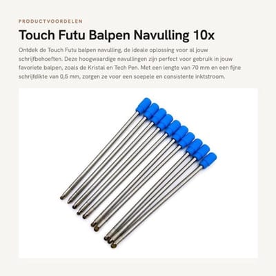 Inkt Refill 10 Stuks - Balpen Navulling - Blauw/Zwart - 70 mm - 0,5 mm Schrijfdikte - Hoogwaardige Kwaliteit