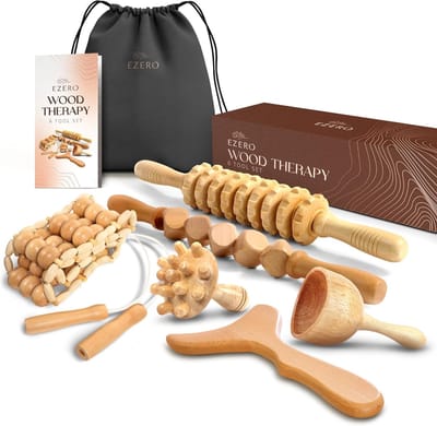 Maderotherapie Set 6 Delig - Houten Anti Cellulite Massage Set - Lichaamsroller - Natuurlijke Houtmassage voor Benen en Buik