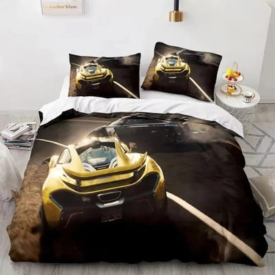 Sportwagen Dekbedovertrek Sets Volledige Maat 3 Delige Raceauto Beddengoed Sets Met Kussenslopen Voor Tieners Jongens Polyester Dekbedovertrek 180*220cm 3pcs