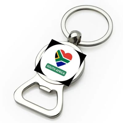 Akyol - zuid afrika vlag hartje flesopener - Zuid afrika - reizigers - toerist - verjaardagscadeau - souvenir - vakantie - kado - 9 bij 3 cm