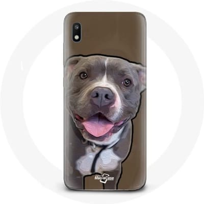 Hoesje voor Samsung Galaxy A10 Pitbull Dog Wit Grijs