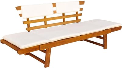 Tuinbank Ligstoel - Zitbank Dagbed - Buiten Ontspannen - 2-in-1 Verstelbaar - 190x66x75 cm - Bruin