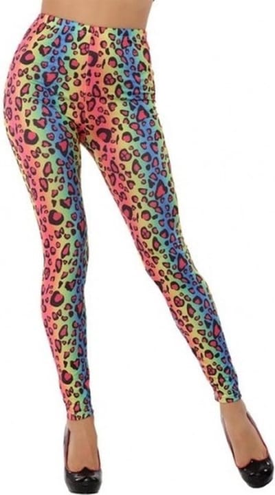 Gekleurde luipaard legging voor dames - Jaren 80 - Foute Party Carnaval verkleedkleding