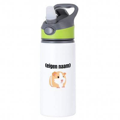 Hacebo® - cavia met eigen naam waterfles met rietje groen - Cavia - iemand die cavia's heeft - cavia liefhebber - dieren - cadeau - verjaardag - kado - water fles - 650ML