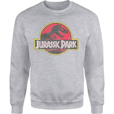 Jurassic Park Logo Vintage Sweatshirt - Grey - S