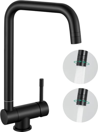ANYCEE MAX Opvouwbare Keukenkraan met Draaibare Uitloop - 2 straalsoorten - Inklapbare Onder Venster - 360° draaibereik keukenmengkraan - RVS Zwart