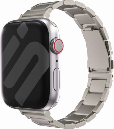 Strap-it Luxe 'slim' metalen band - geschikt voor Apple Watch Series 1/2/3/4/5/6/7/8/9/10/11/SE/SE2/SE3 - slank RVS stalen bandje voor de iWatch maat: 38 / 40 / 41 / 42mm - sterrenlicht/starlight