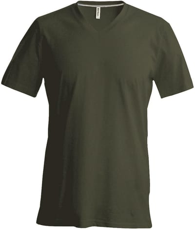 Kariban Heren Korte Mouw V Hals Slim Fit T-Shirt (Khaki)