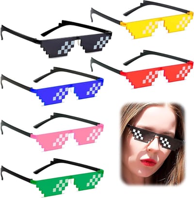 Pixel Mosaic Glazen 6 Stuks - Kleurrijk Unisex - Grappige Zonnebril - Perfect voor Feestjes - SnelShoppen