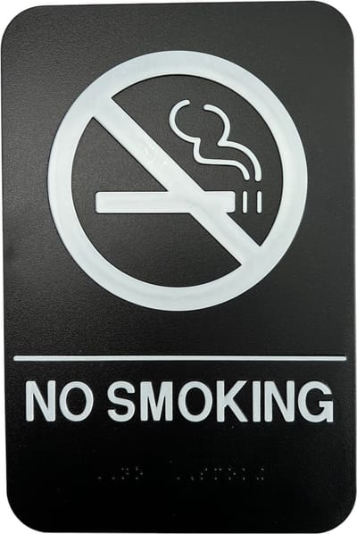 Kunstof Bordje NO SMOKING Zwart Weerbestendig - 23 x 15 cm
