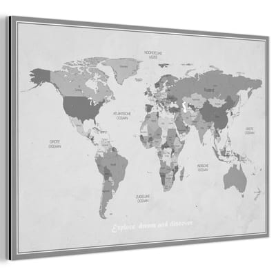 Aluminium schilderij 30x20 cm - Wanddecoratie metaal - Wereldkaart - Kleuren - Quote - Kinderen - Jongens - Meisjes - Metalen muurdecoratie woonkamer - Decoratie industrieel - Foto op dibond - Industriële accessoires slaapkamer