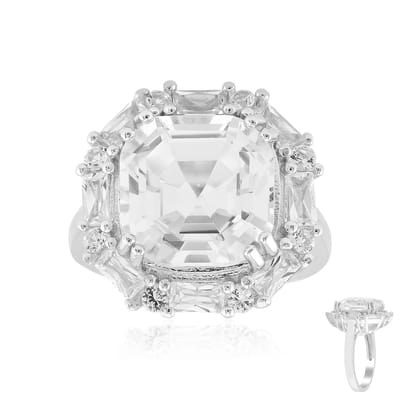 Cavill - Zilveren Ring 925 Sterling Zilver - 9,245 ct Witte Topaas - Asscher, Baguette & Rond slijpsel - Elegante Prong Zetting - Sieraad