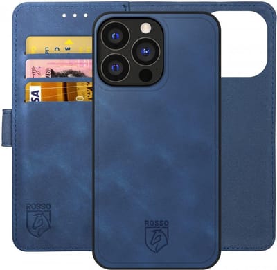 Rosso Element Uitneembaar 2-in-1 Hoesje Geschikt voor Apple iPhone 13 Pro | Luxe Portemonnee | Back Cover | Pasjeshouder | Blauw