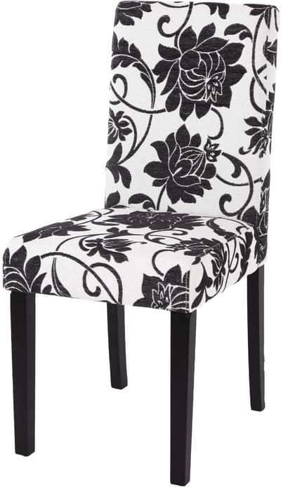 Littau eetkamerstoel, keukenstoel, stof/textiel ~ jacquard zwart, donkere poten