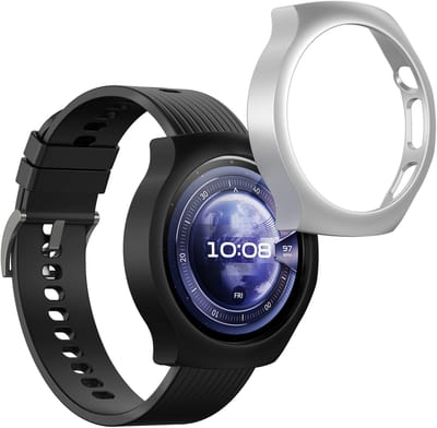 kwmobile Cases Compatible with Huawei Watch 5 46mm - Set of 2 Fitness Tracker Screen Protectors - Black / Silver
