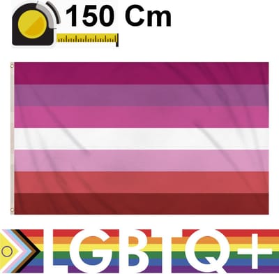 Henbrandt - Vlag Lesbisch - Gay Pride Vlag van Polyester - Lesbiennes - Lesbian Flag - Afm 150 x 90 Cm - Met Dubbel Gestikte Naden en Metalen Oogjes - Pride Vlag - Vlaggen - Flag - LGBTQ - Polyester