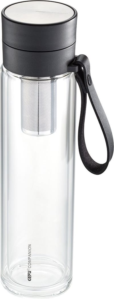Dubbelwandige glazen fles met hoes en theefilter, 450 ml - GEFU | COMPANION