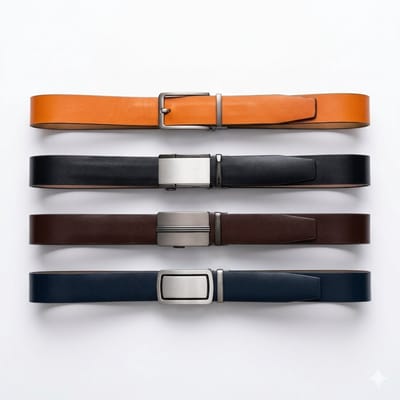 Safekeepers Luxe Automatische Riemenset – 4-Pack – Echt Leer – Zwart, Blauw, Bruin & Cognac – Breedte 3.5 cm- maat 105