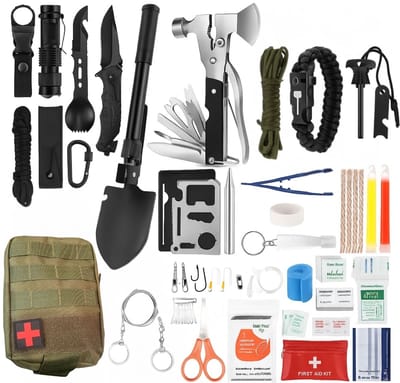 Velours Max® - Noodpakket - 76 Delig - Noodpakket Voor Thuis - Noodrantsoen - Noodpakket Voor Thuis 72 uur - Outdoor Kit - Survival - Survival Kit - Survival Mes - Overlevingspakket - Camping - EHBO - EHBO Kit - Outdoor - Oorlog - Bos