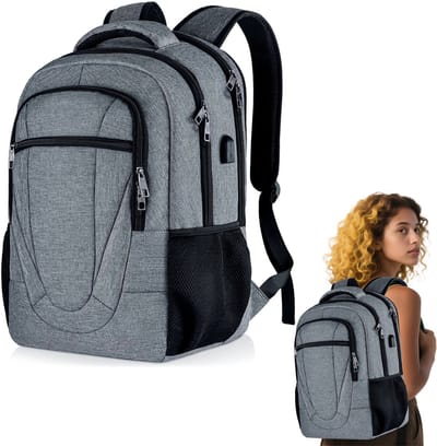 MODFU Rugzak / Backpack – 17.3 Inch Laptop Rugzak – Waterafstotend & Anti-Diefstal – Met USB en Audio Poort – Slank Ontwerp – Voor School, Werk & Reis – Grijs