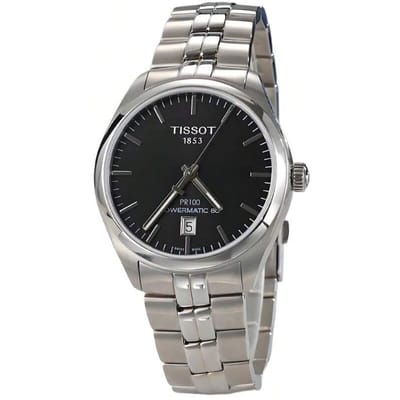 T-Classic PR 100 Automatisch Mechanisch Horloge, Wit/Zwart Wijzerplaat, Roestvrij Staal Band, Herenhorloge T101.407.11.031.00/ T101.407.11.051.00 zwart