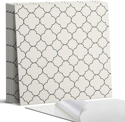 Coloray Wandpanelen Zelfklevend - Bloemenpatroon in gaas. Zelfklevende Wandpanelen - 50 cm x 50 cm - Romig Wandpaneel PVC - 4 stuks - Mozaïeken Wandpanelen Zelfklevend - Wandbord Keuken - Wandpaneel Badkamer