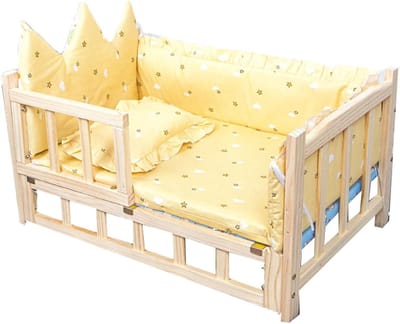 Houten Huisdierbed - Huisdier Meubel - Comfortabel Rusten - Met Hoofdsteun - Verhoogd Ontwerp - Natuurlijk