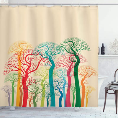 ABAKUHAUS Herfst – Douchegordijn – 175x220 cm – Beige multicolor