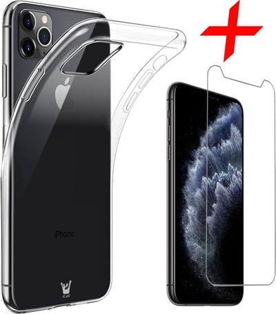 Hoesje geschikt voor iPhone 11 Pro Max - Screen Protector FullGuard - Back Cover Case Transparant & Screenprotector
