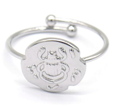Ring met Scarabee - RVS - One Size - Zilverkleurig