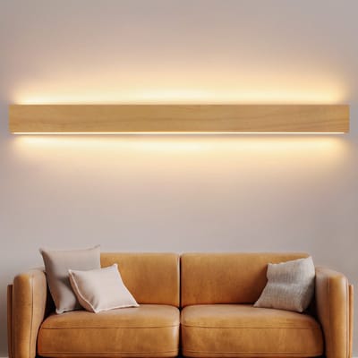 NETTLIFE Wandlamp binnen - hout - LED Wandverlichting - 100CM - 3000K Warm wit Licht - moderne Hallamp - op en neer ontwerp - indirect Traplamp - 36W - voor Woonkamer | Slaapkamer | Trap | Bed | Keuken