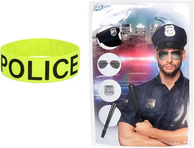 Boland Politie verkleed accessoire set - 5-delig - bril/badge/knuppel/pet/armband - volwassenen
