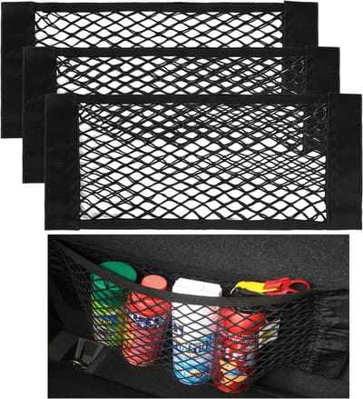 Famanu – nettas, 4 stuks, sterk, elastisch, voor kofferbak, 40 x 25 cm bagagenet, elastische rand houdt ladingen stevig vast, auto-opbergnet, universeel, voor universele auto/SUV, gemaakt van nylon