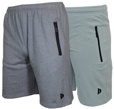 2-Pack Donnay - Joggingshort (Nick) - Sportshort - Heren - Silver-marl/Granite green (802) - maat S