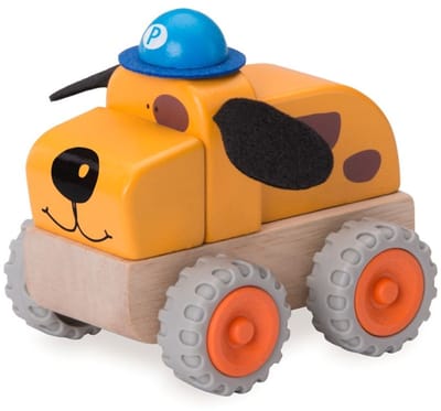 Wonderworld politiehond speelgoedauto - houten voertuig voor kinderen.