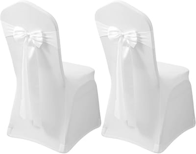 Stoelhoezen Set - Decoratieve hoezen - Feestelijke aankleding - Met strikdetail - 2 stuks - Wit