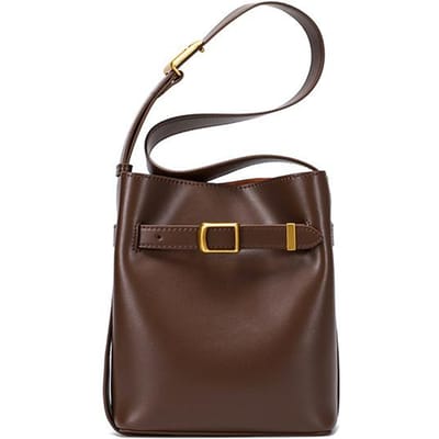 Nieuwe Dames Tas van Echt Leer High-end Emmer Tas Retro Koeienhuid Veelzijdige Gelukstas Tas Eén-schouder Crossbody Tas Dames