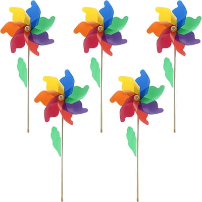 Kleurrijke Windmolens - Regenboog Pinwheels - Tuin Decoratie - Duurzaam Kunststof - 5 Stuks - Kleurrijk