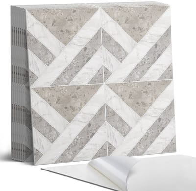 Coloray Plaktegels - Geometrisch patroon in tegels Portugese Tegels - 30 cm x 30 cm - Grijs Plaktegels - 9 stuks - Vierkant PVC Tegels - Plaktegels Keuken - Zelfklevende Vloertegels - Vinyl Tegels - Zelfklevende Tegels