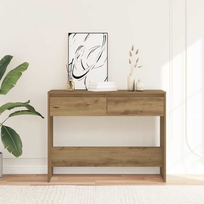 vidaXL - Wandtafel - 100x35x76,5 - cm - bewerkt - hout - artisanaal - eikenkleurig