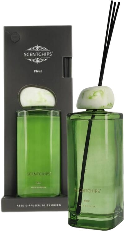 Scentchips Geurstokjes set Bliss Fleur - Geurstokjeshouder - Geurstokjes Navulling - Geurstokjes - Voorgevuld - Geurverspreider - Huisparfum - 500ml