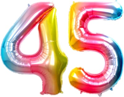 Ballon Cijfer 45 Jaar Regenboog Helium Ballonnen Verjaardag Versiering Cijfer Ballon Feest Versiering Met Rietje - 86Cm