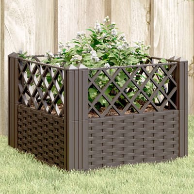 vidaXL - Plantenbak - met - pinnen - 43,5x43,5x43,5 - cm - polypropeen - bruin