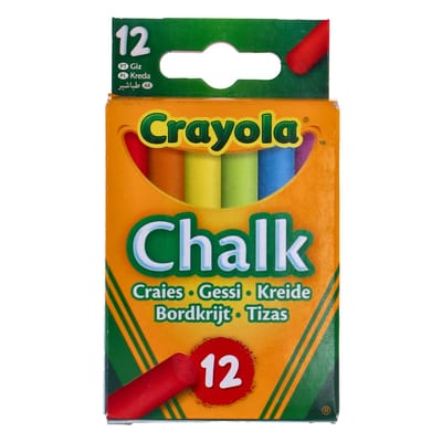 Crayola - Krijt- 12 Stuks Bordkrijt - 6 Primaire Kleuren - Anti-Stof Formule