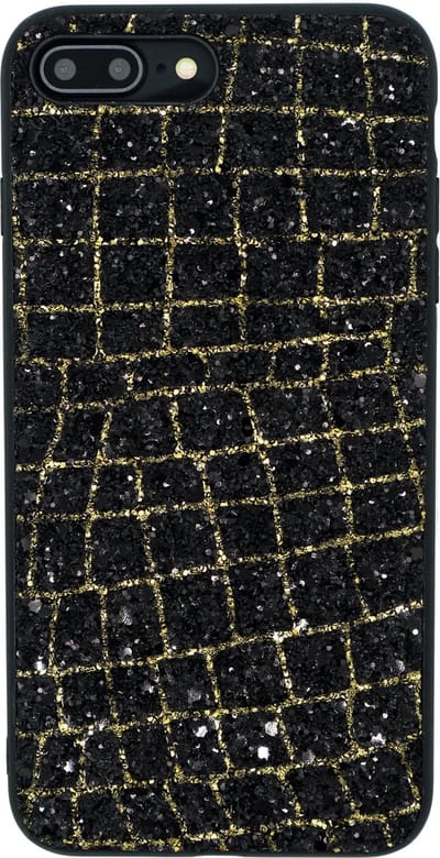 Luxe 3D Glitter Case voor Apple iPhone 7 Plus - iPhone 8 Plus - Hoogwaardige Materialen - Hoesje - Zwart - Goud - Glitters Cover - Bling Bling